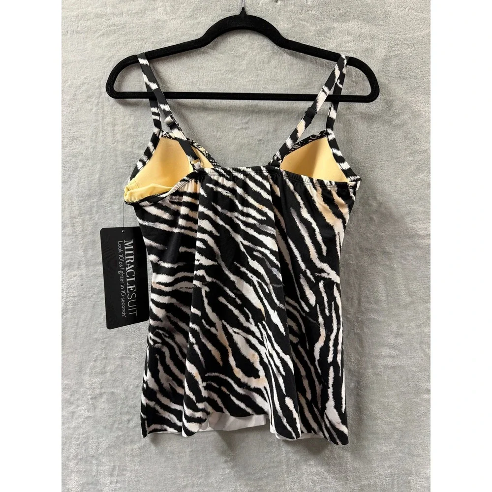 Miraclesuit Marina Tigre Sombre Tankini Swim Top - size 8 - Black/White $138